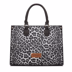 wrangler leopard print wide tote crossbody – black