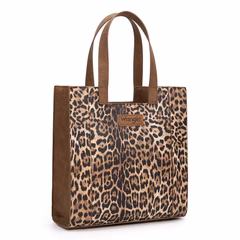 wrangler leopard print tote bag – brown trim wrangler leopard print tote bag – brown trim