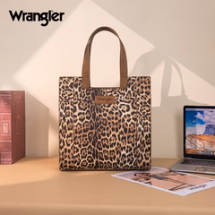 wrangler leopard print tote bag – brown trim wrangler leopard print tote bag – brown trim